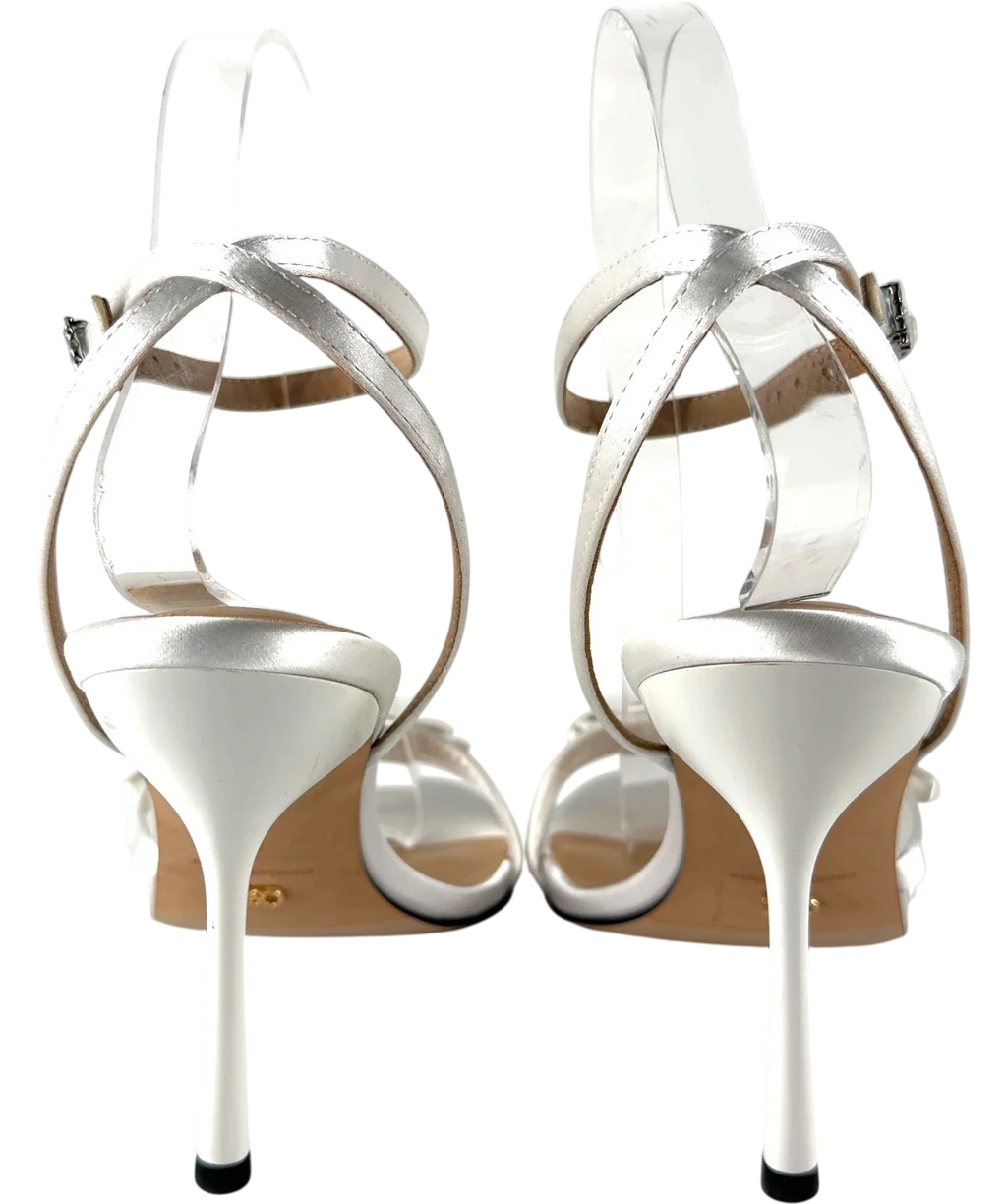 Charles & Keith Jessy Bow Ankle-Strap Sandals White UK 5 — Back