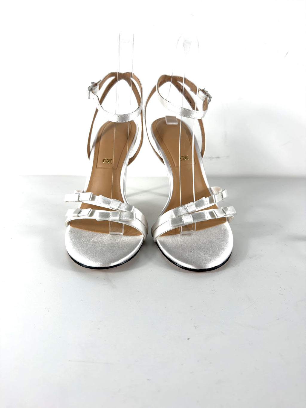 Charles & Keith White Jessy Bow Ankle-Strap Stiletto-Heel Sandals, size UK 5 EU 38 👠 — detail