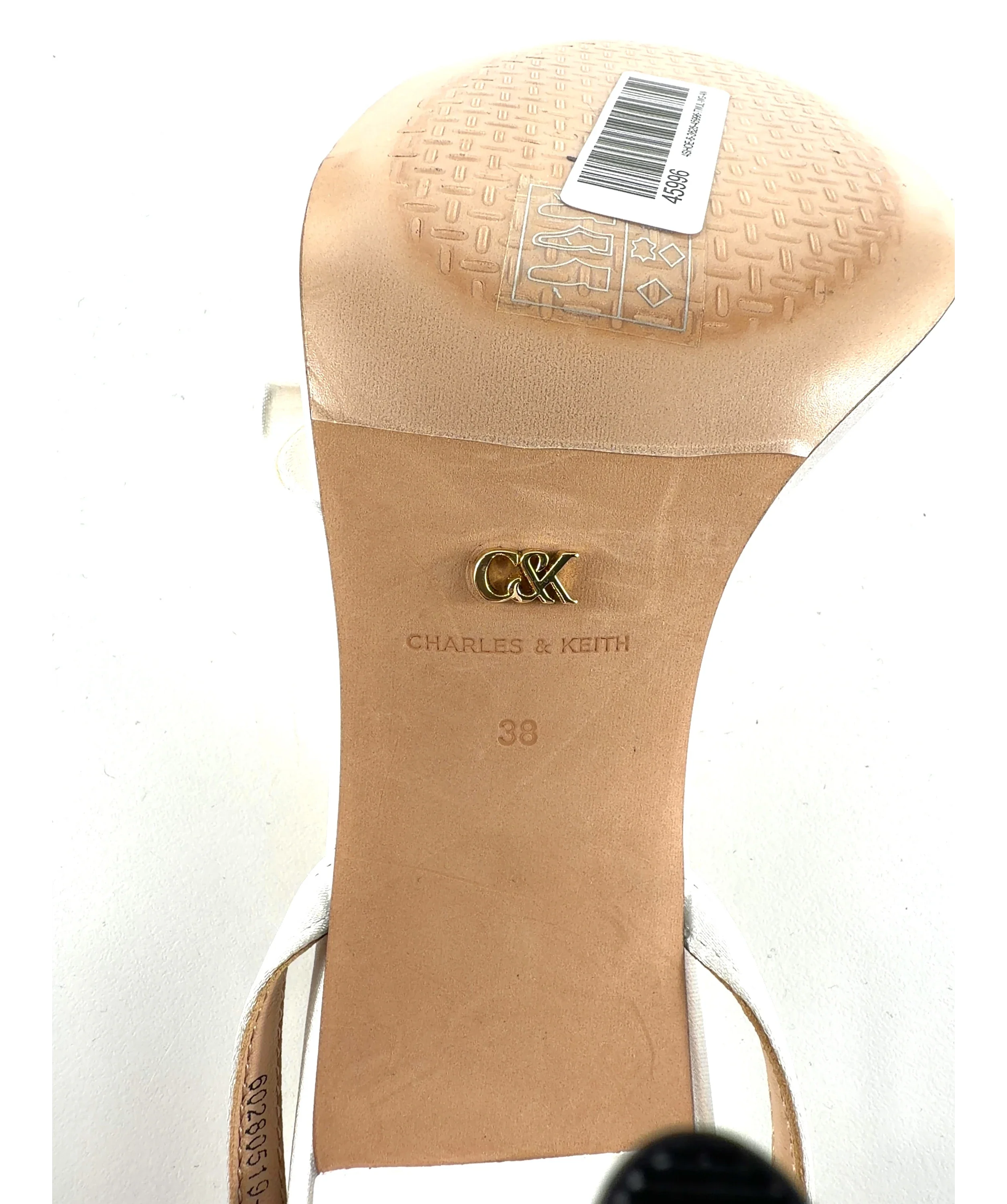 Charles & Keith White Jessy Bow Ankle-Strap Stiletto-Heel Sandals, size UK 5 EU 38 👠 — additional view