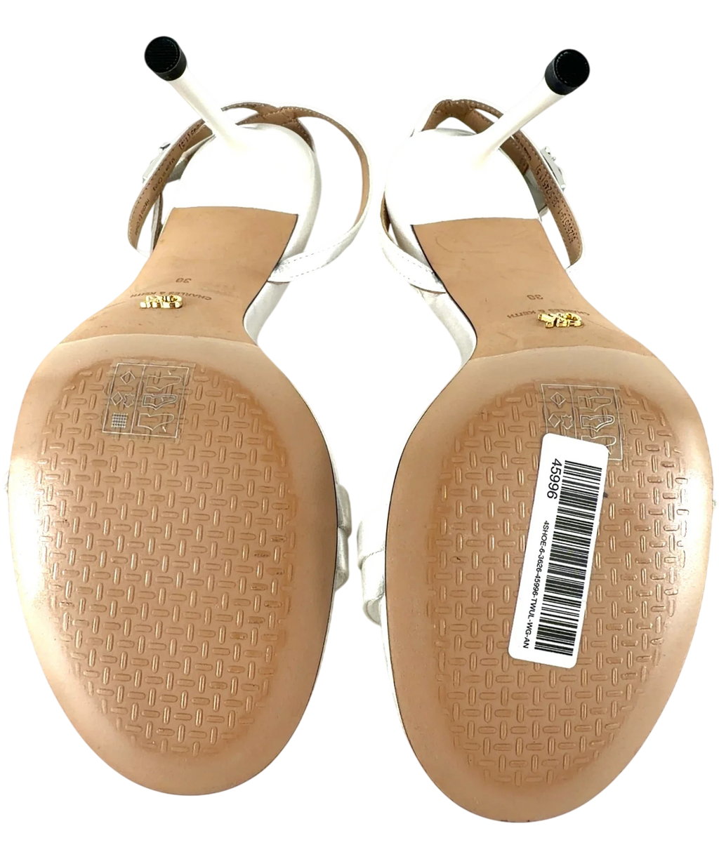 Charles & Keith White Jessy Bow Ankle-Strap Stiletto-Heel Sandals, size UK 5 EU 38 👠 — view 8