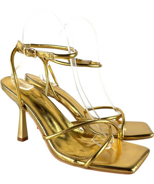 Public Desire Metallic Square Toe Strappy Sandals UK 6