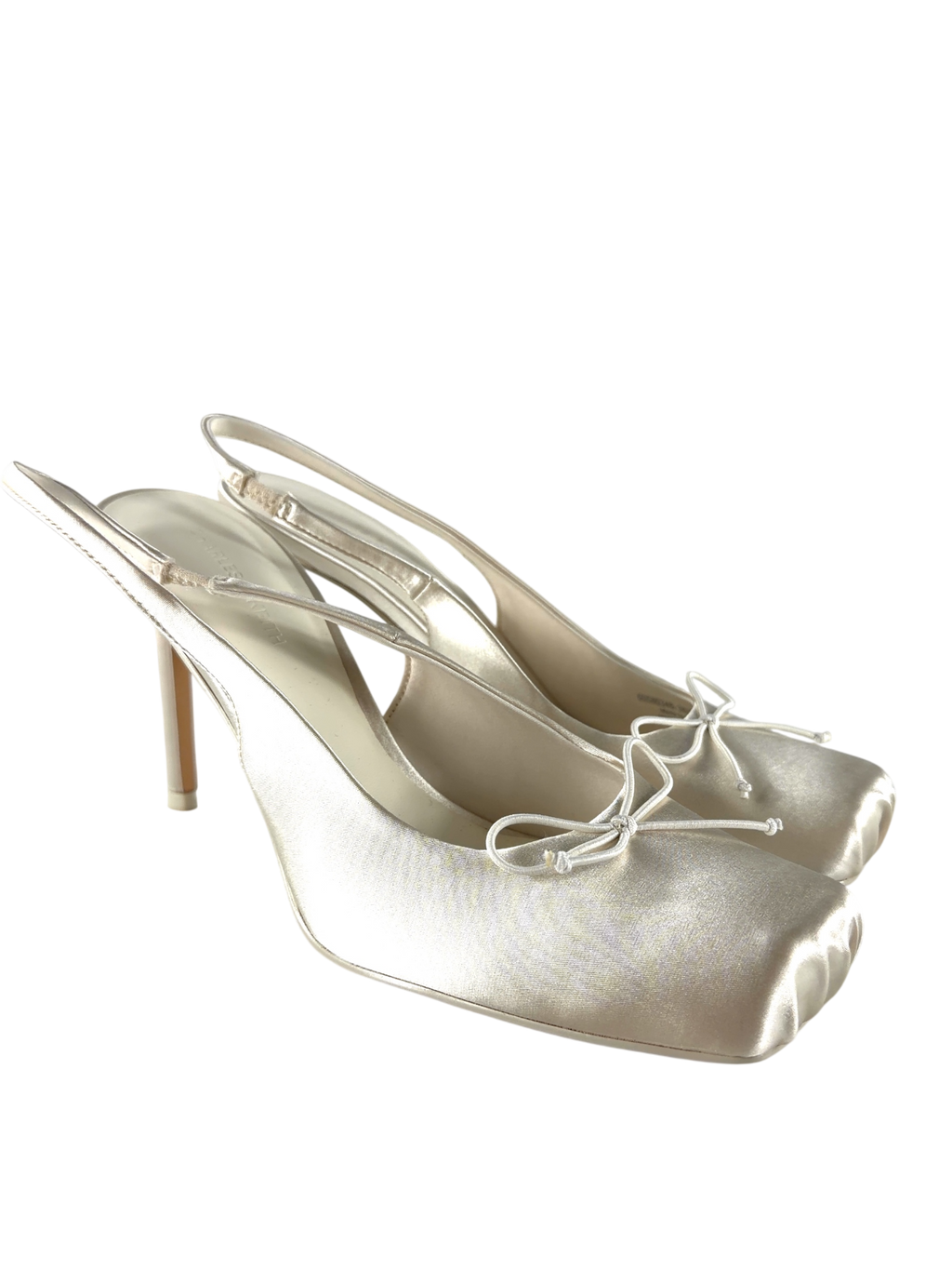 Charles & Keith Satin Ruched Stiletto Slingback Pumps - Chalk White UK 5 EU 38