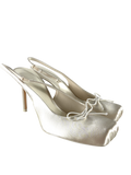 Charles & Keith Satin Ruched Stiletto Slingback Pumps - Chalk White UK 5 EU 38