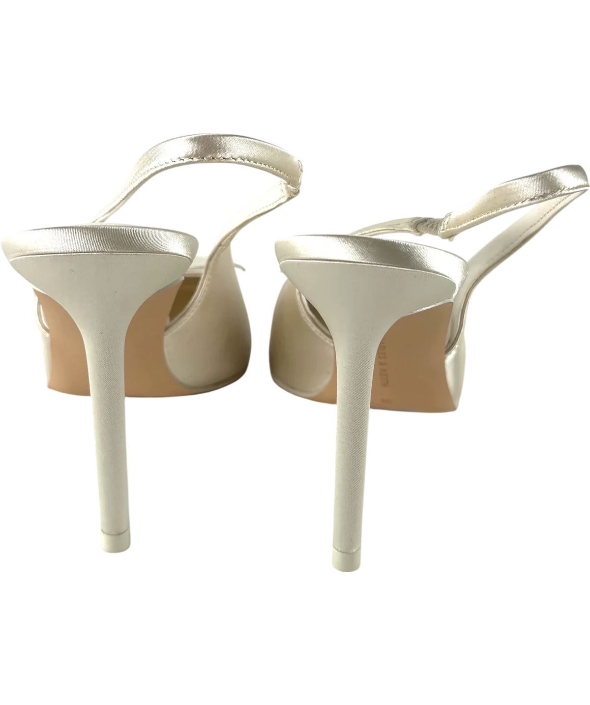 Charles & Keith White Satin Ruched Stiletto Slingback Pumps - Chalk White, size UK 5 EU 38 👠 — back