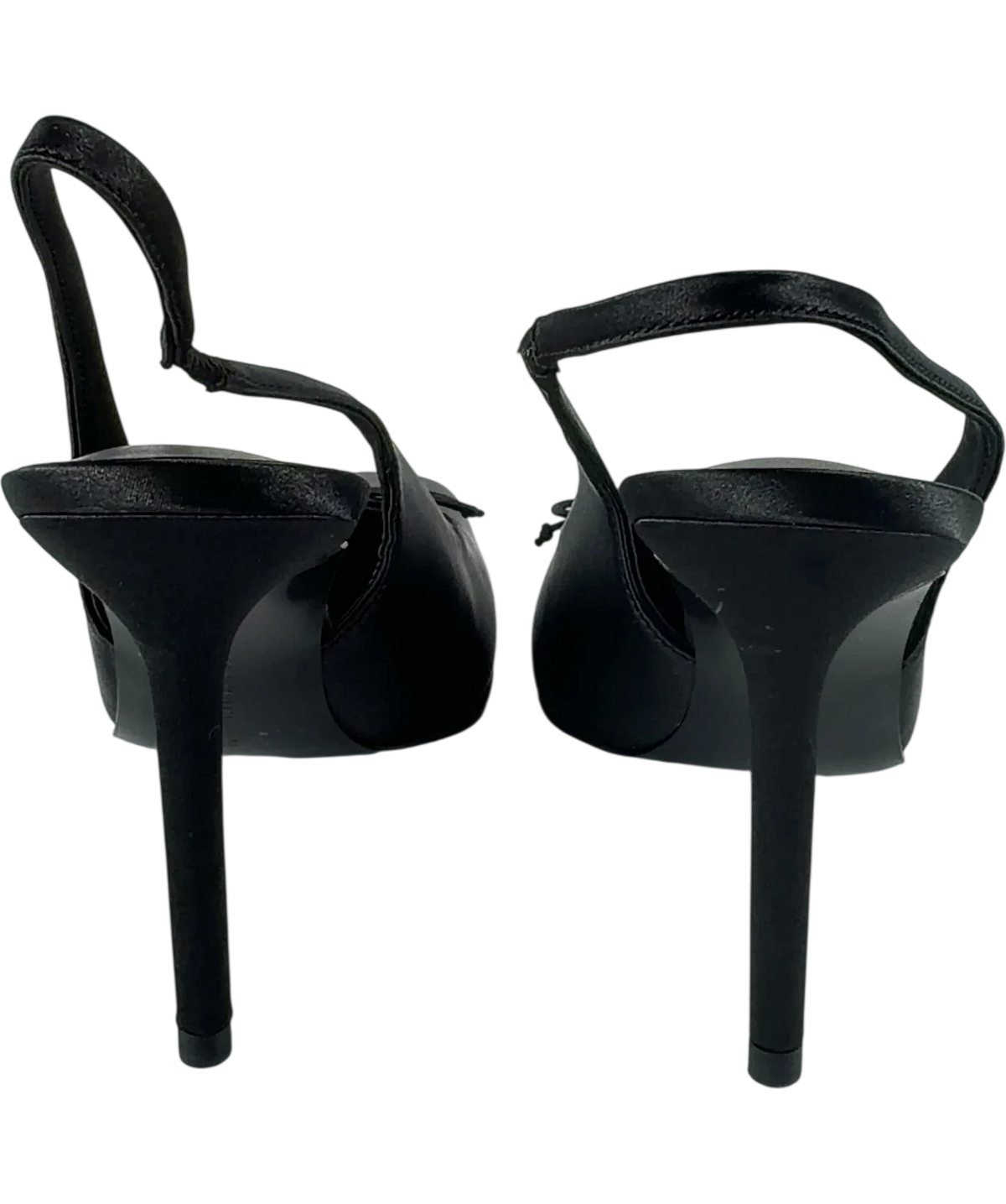 Charles & Keith Satin Ruched Stiletto Slingback Pumps Black UK 5 — Back