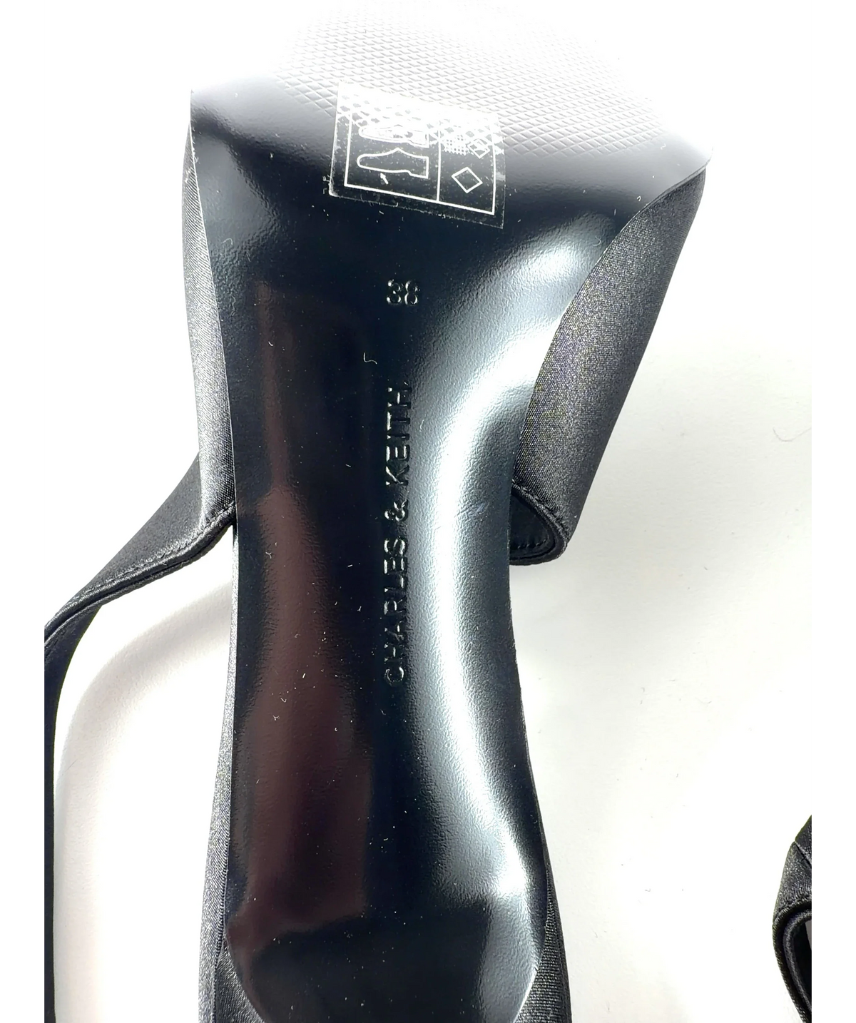 Charles & Keith Satin Ruched Stiletto Slingback Pumps Black UK 5 — Brand
