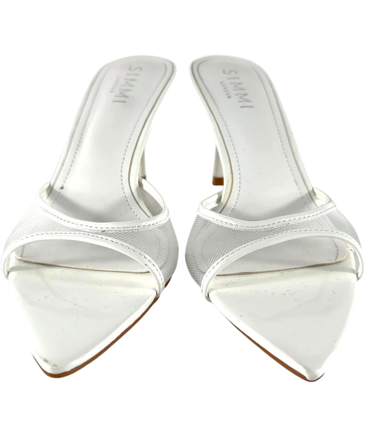 SIMMI Jerez-5 White Mesh Heeled Mules UK 5 — Front (both, face on)