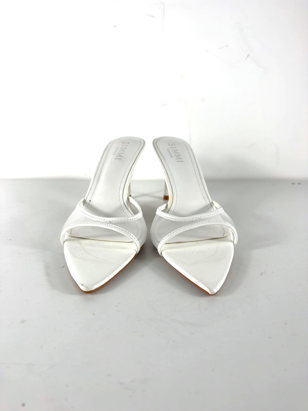 SIMMI White Jerez-5 White Mesh Heeled Mules, size UK 5 EU 38 👠 — detail