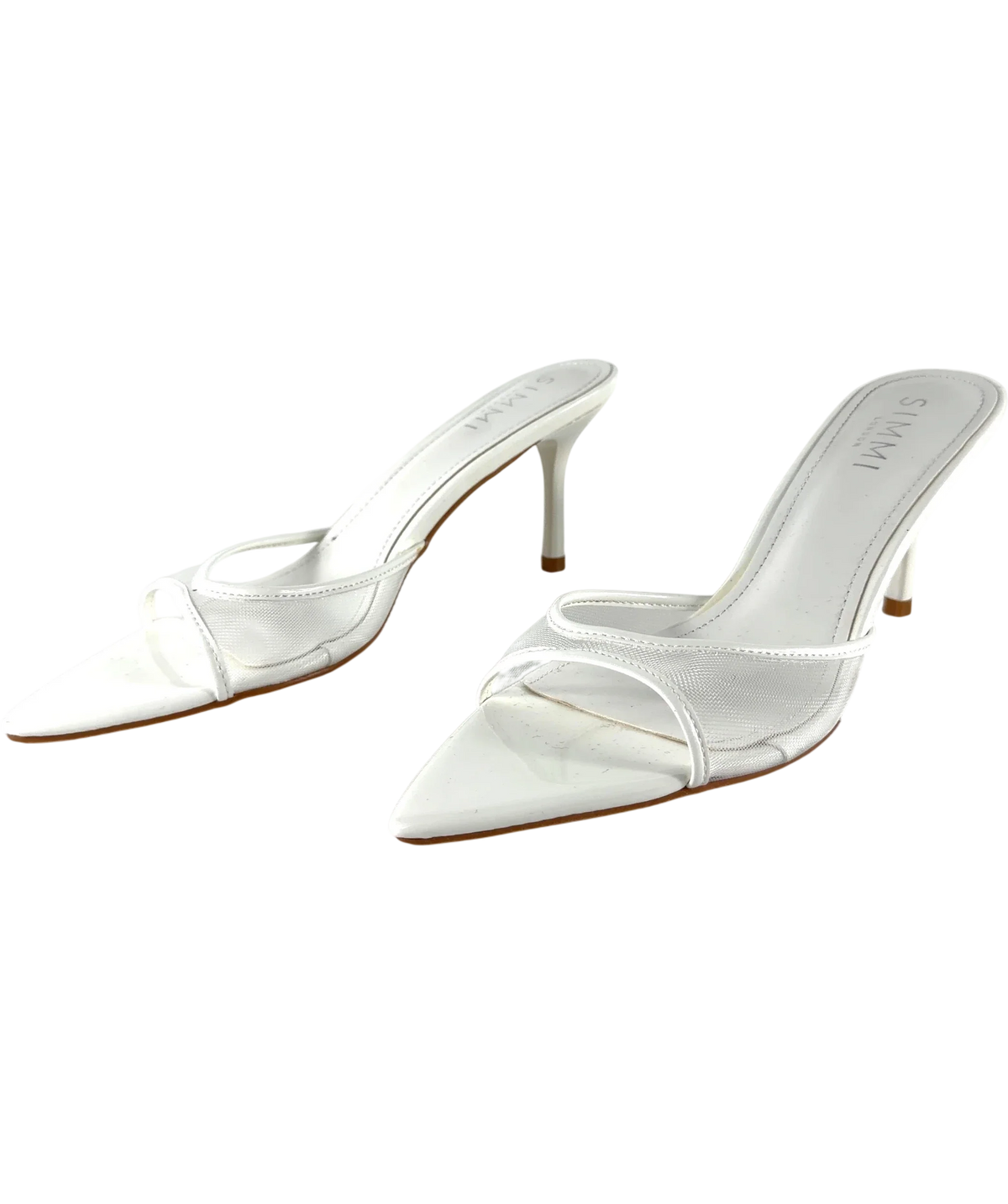 SIMMI White Jerez-5 White Mesh Heeled Mules, size UK 5 EU 38 👠 — label