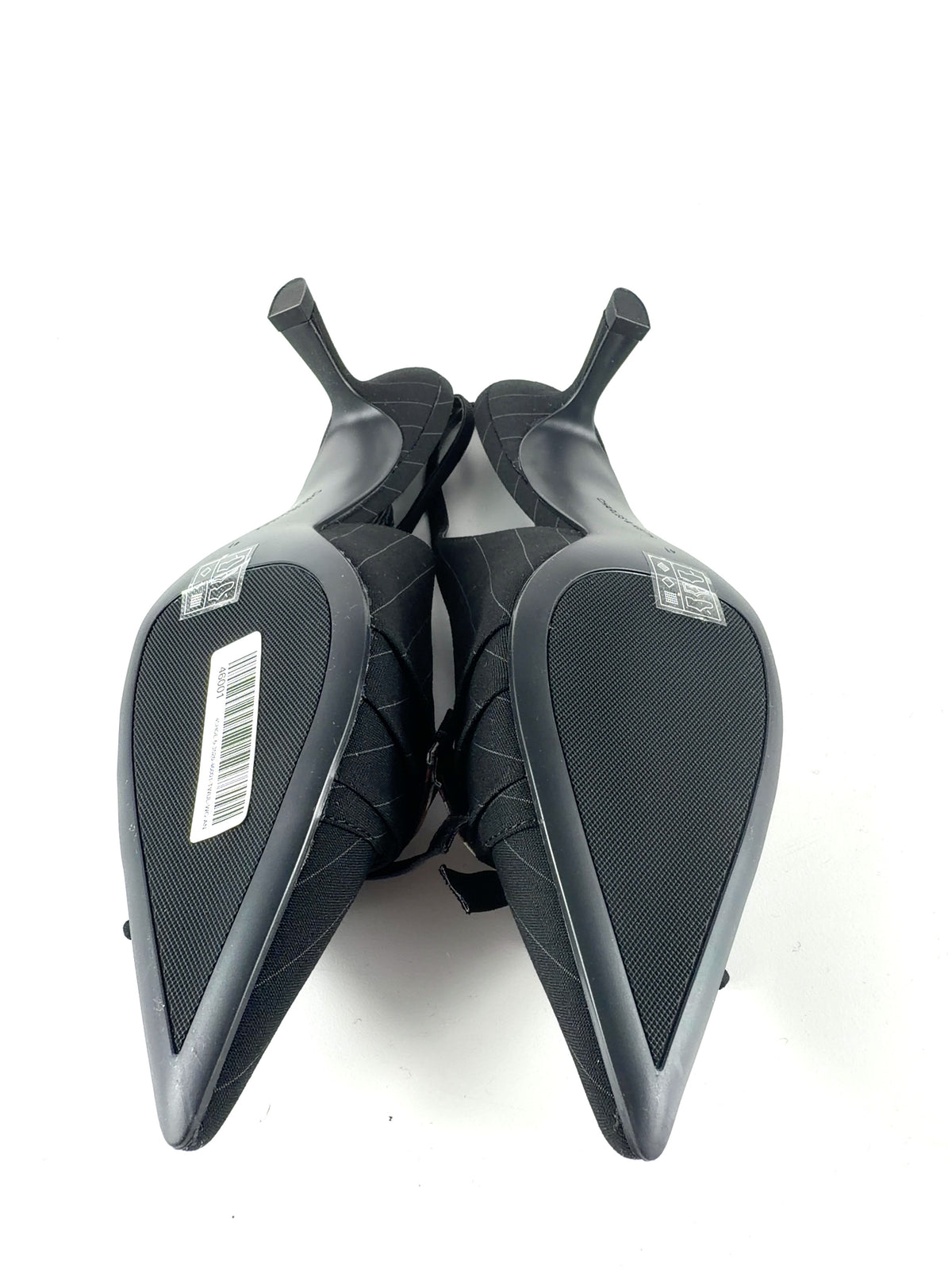 Charles & Keith Black Satin Printed-Bow Pointed Slingback Pumps, size UK 8 EU 41 👠 — view 8