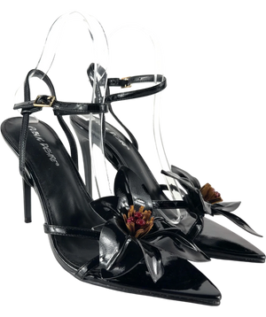 Public Desire Ondine Black Floral Heel UK 6