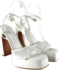 SIMMI White Maple White Mesh Platform Heeled Sandals, size UK 5 EU 38 👠 — front
