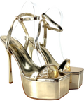 SIMMI Metallic Nalai Gold Mirror Platform Heeled Sandals Uk 5 UK 5 EU 38 — Front (angled)