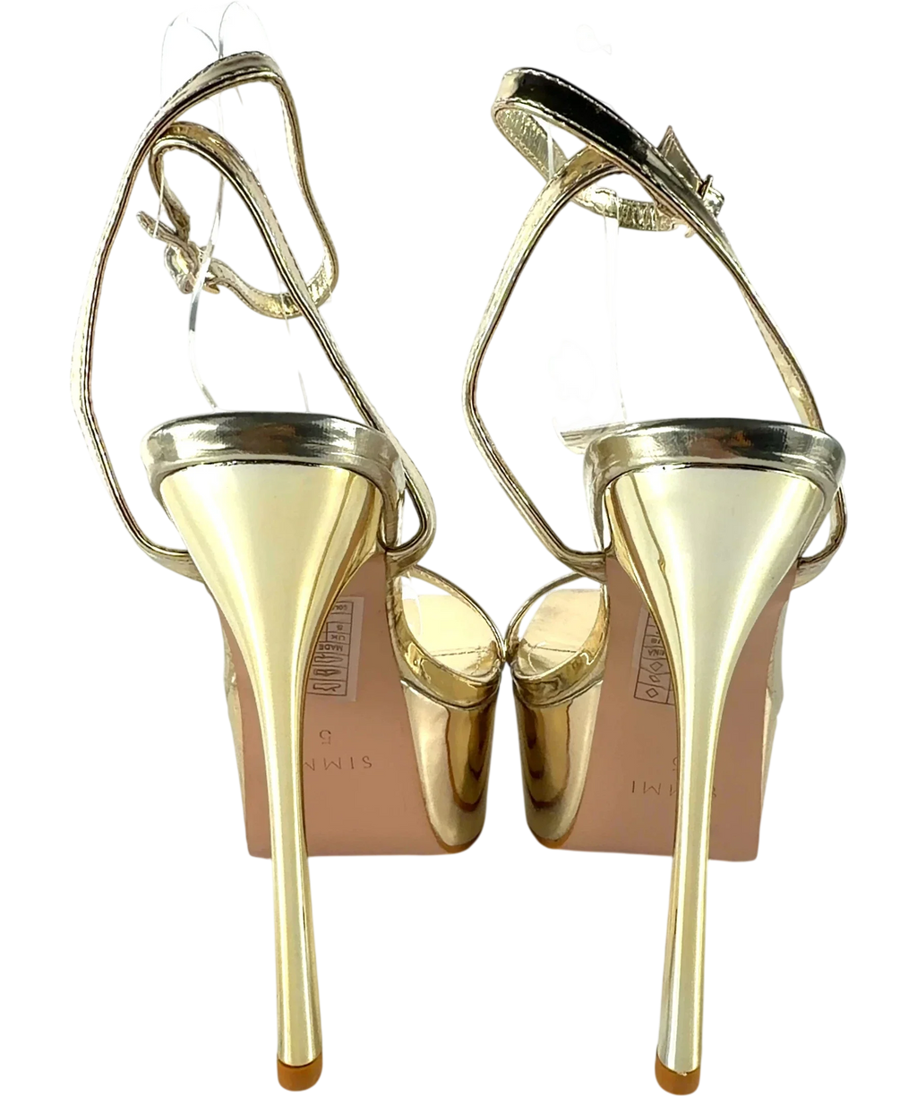 SIMMI Metallic Nalai Gold Mirror Platform Heeled Sandals UK 5, size UK 5 EU 38 👠 — back
