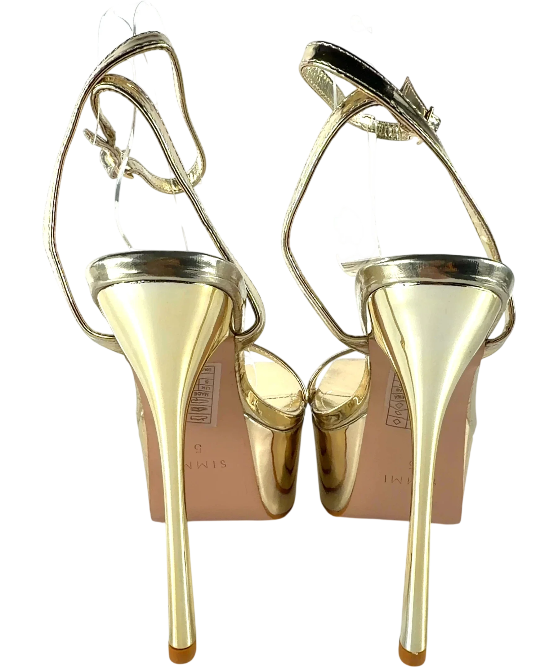 SIMMI Metallic Nalai Gold Mirror Platform Heeled Sandals UK 5, size UK 5 EU 38 👠 — back