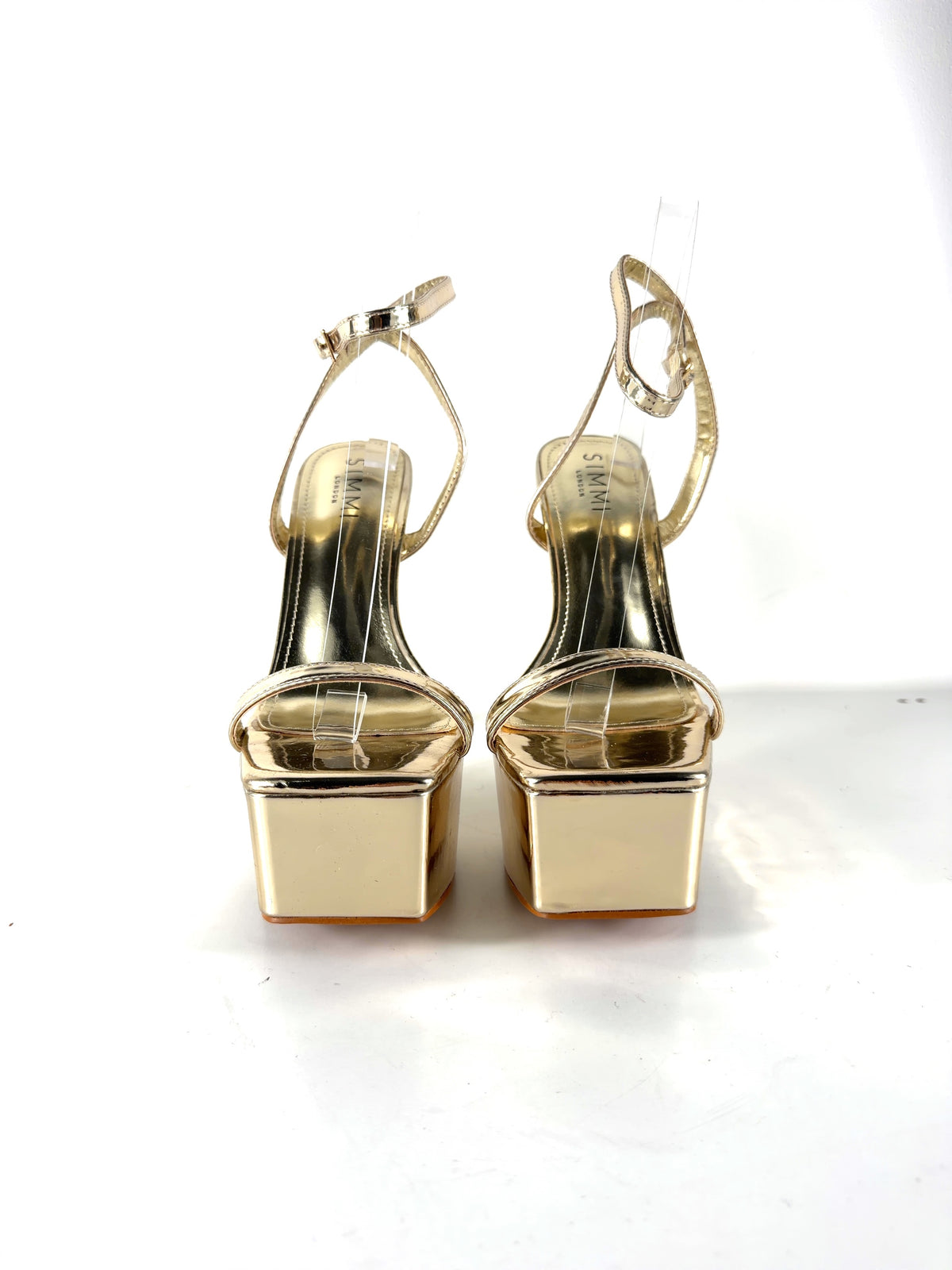 SIMMI Metallic Nalai Gold Mirror Platform Heeled Sandals UK 5, size UK 5 EU 38 👠 — detail