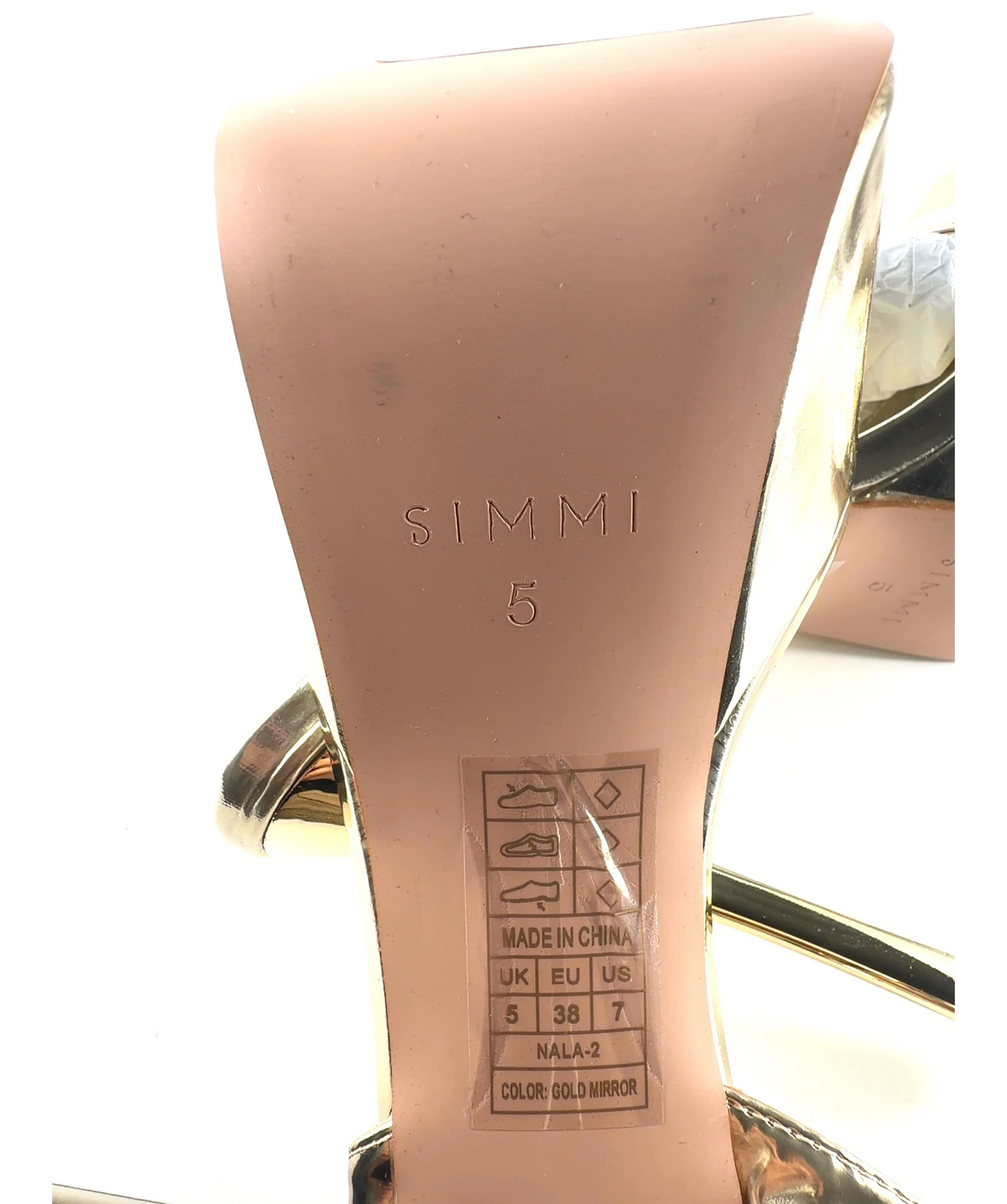 SIMMI Metallic Nalai Gold Mirror Platform Heeled Sandals Uk 5 UK 5 EU 38 — Brand