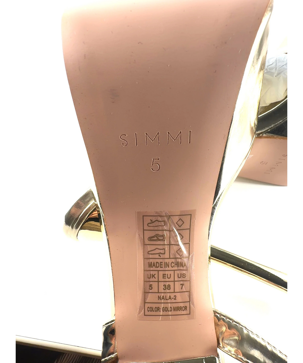 SIMMI Metallic Nalai Gold Mirror Platform Heeled Sandals Uk 5 UK 5 EU 38 — Size
