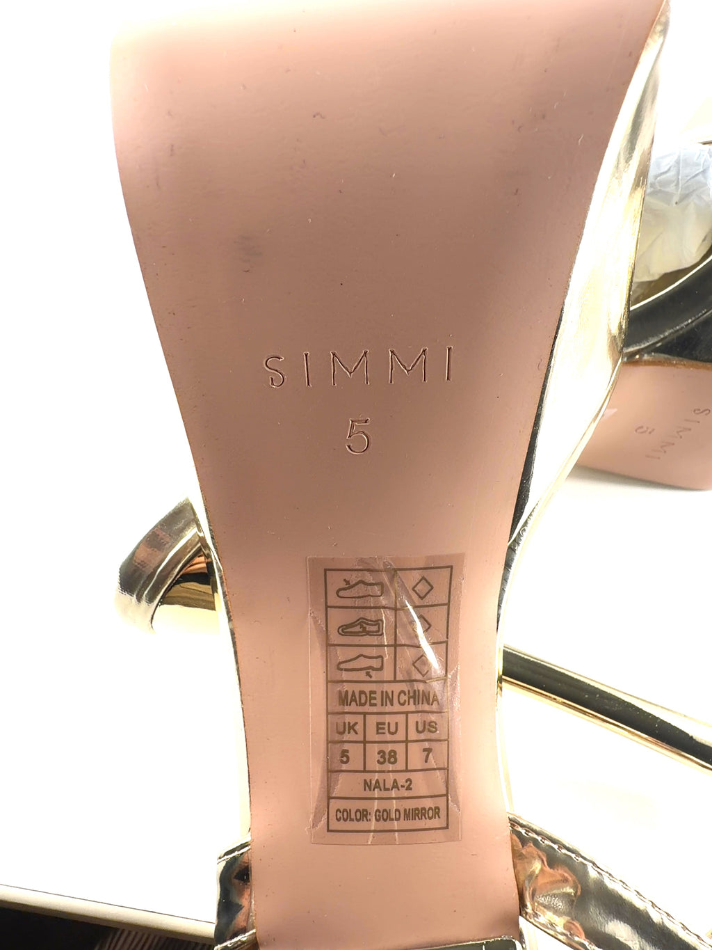 SIMMI Metallic Nalai Gold Mirror Platform Heeled Sandals UK 5, size UK 5 EU 38 👠 — additional view