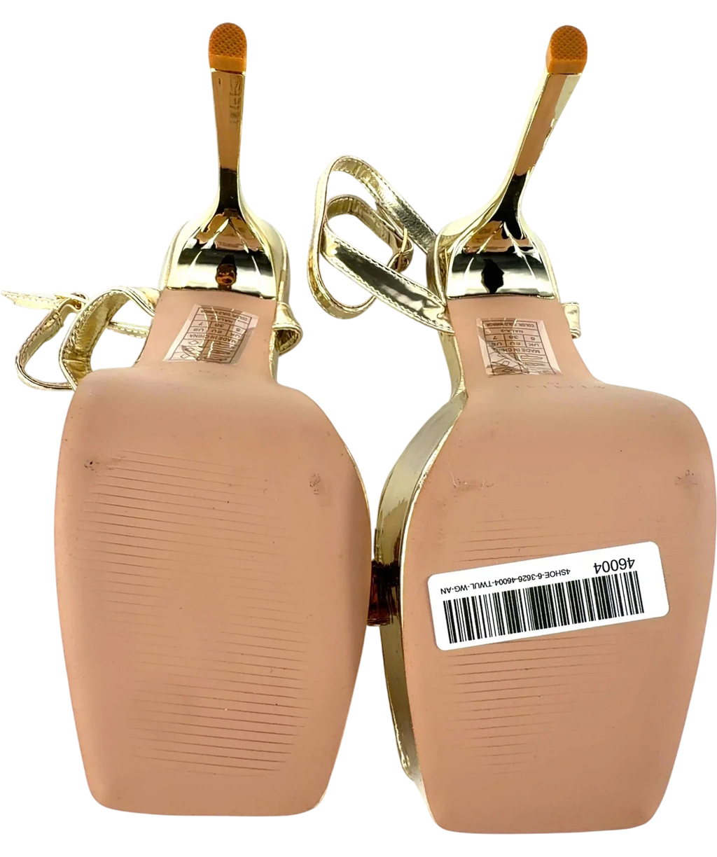 SIMMI Metallic Nalai Gold Mirror Platform Heeled Sandals Uk 5 UK 5 EU 38 — Sole