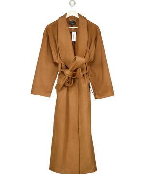 Karen Millen Brushed Wool Belted Wrap Tailored Maxi Coat Camel UK 10