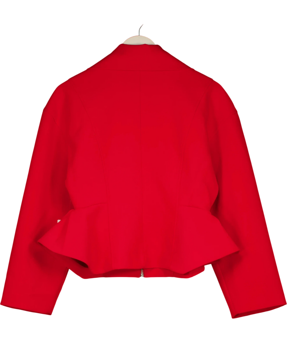 TOPSHOP Red Tailored Zip Through Peplum Top, size UK 10 — back