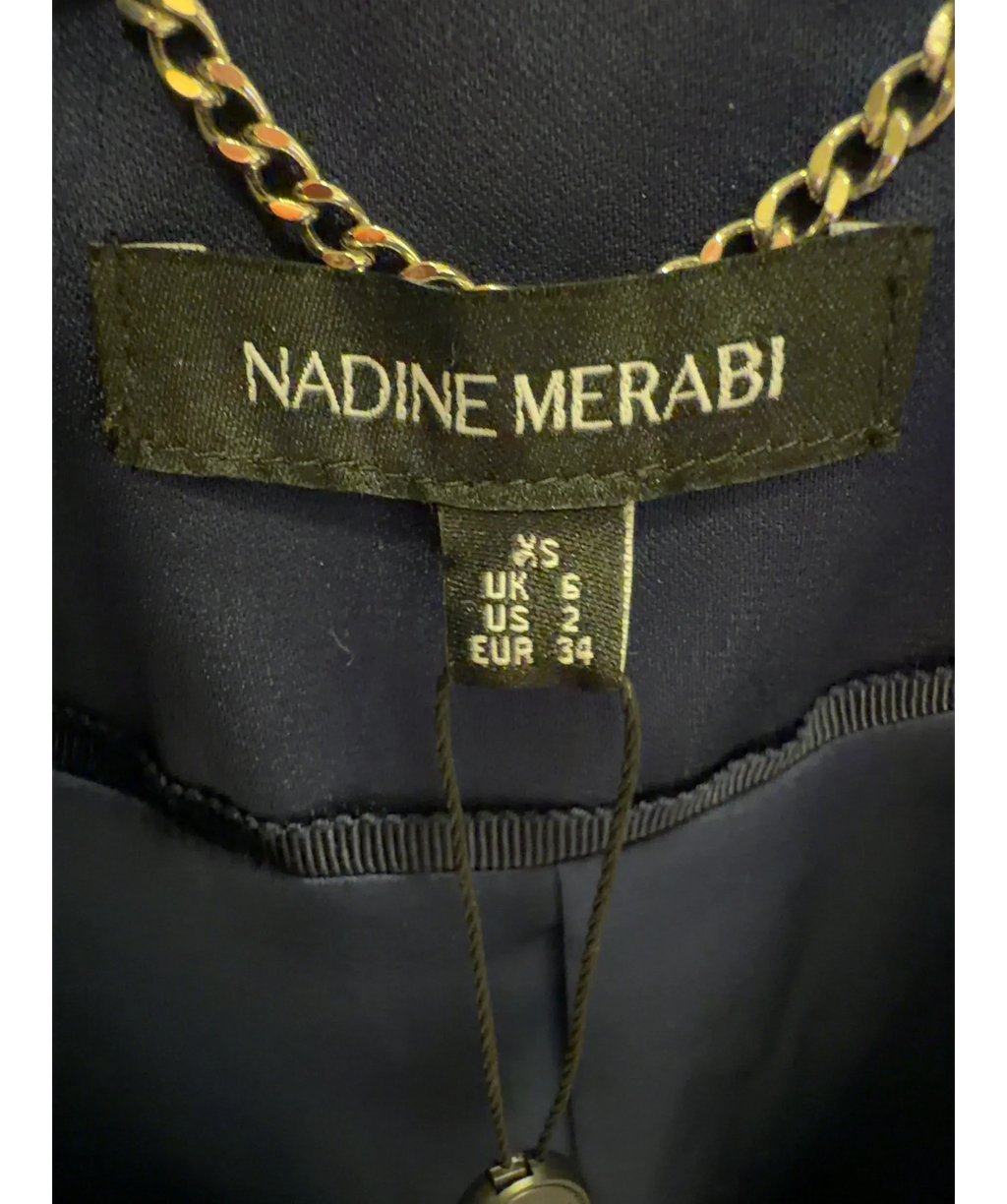 NADINE MERABI Blue tailored navy blazer, size UK 6 — detail