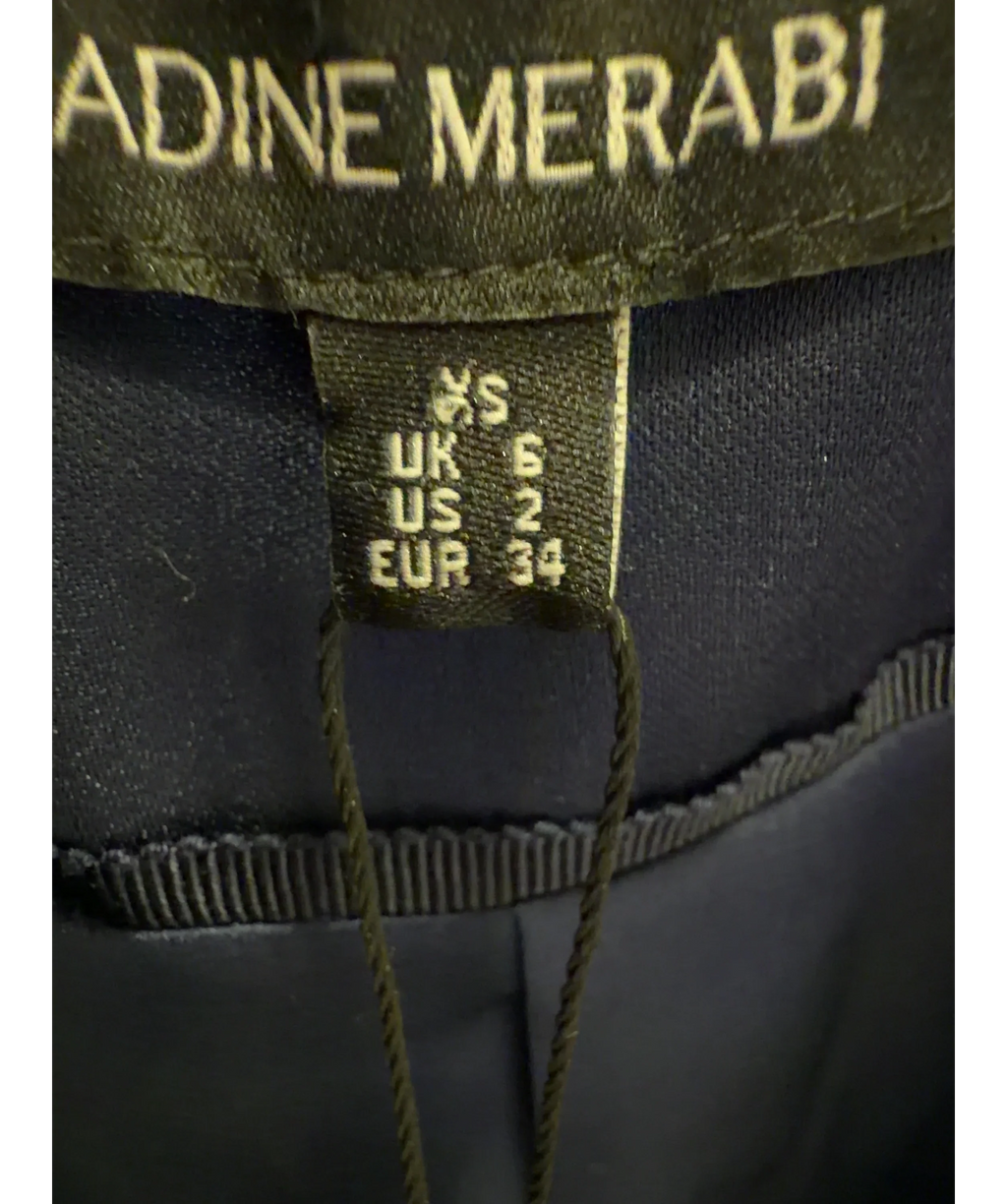 NADINE MERABI Blue tailored navy blazer, size UK 6 — care label