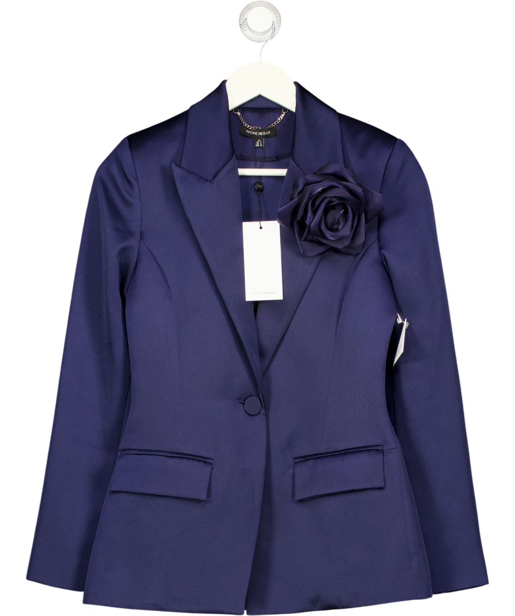 NADINE MERABI Blue tailored navy blazer, size UK 6 — front