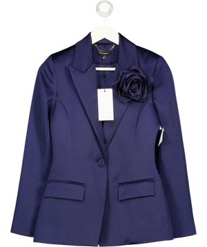 Nadine Merabi Marnit Satin Tailored Navy Blazer UK 6