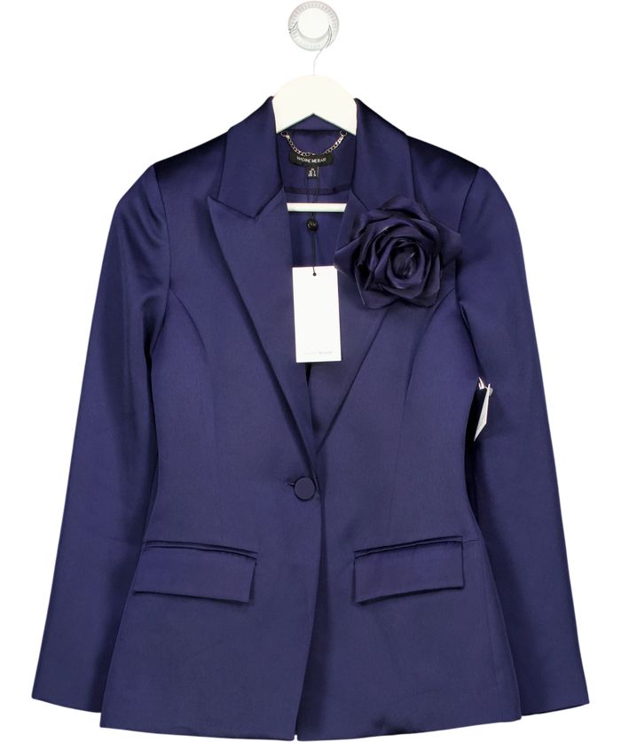 Nadine Merabi Marnit Satin Tailored Navy Blazer UK 6