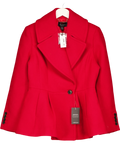 KAREN MILLEN Red Wool Peplum Short Coat, size UK 10 — front