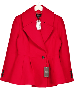 Karen Millen Wool Peplum Short Coat Red UK 10