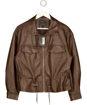 River Island Brown Drawstring Bomber Jacket UK S