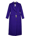KAREN MILLEN Blue Forever Wool Blend Tailored Fitted Maxi Coat, size UK 10 — front