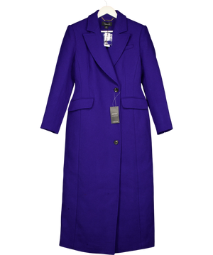 Karen Millen Forever Wool Blend Tailored Fitted Coat Blue UK 10