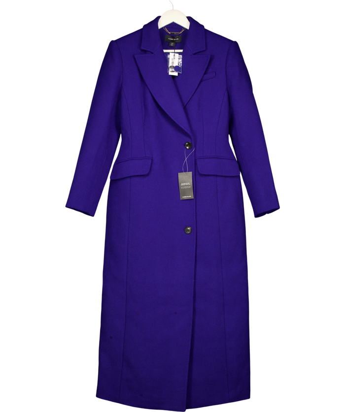 Karen Millen Forever Wool Blend Tailored Fitted Coat Blue UK 10