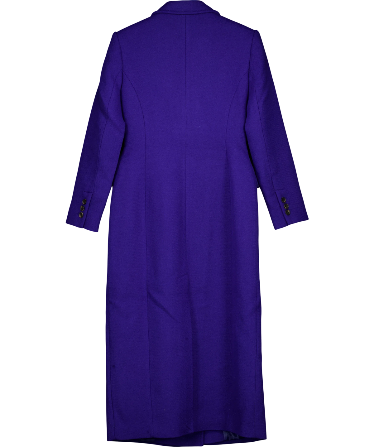 KAREN MILLEN Blue Forever Wool Blend Tailored Fitted Maxi Coat, size UK 10 — back
