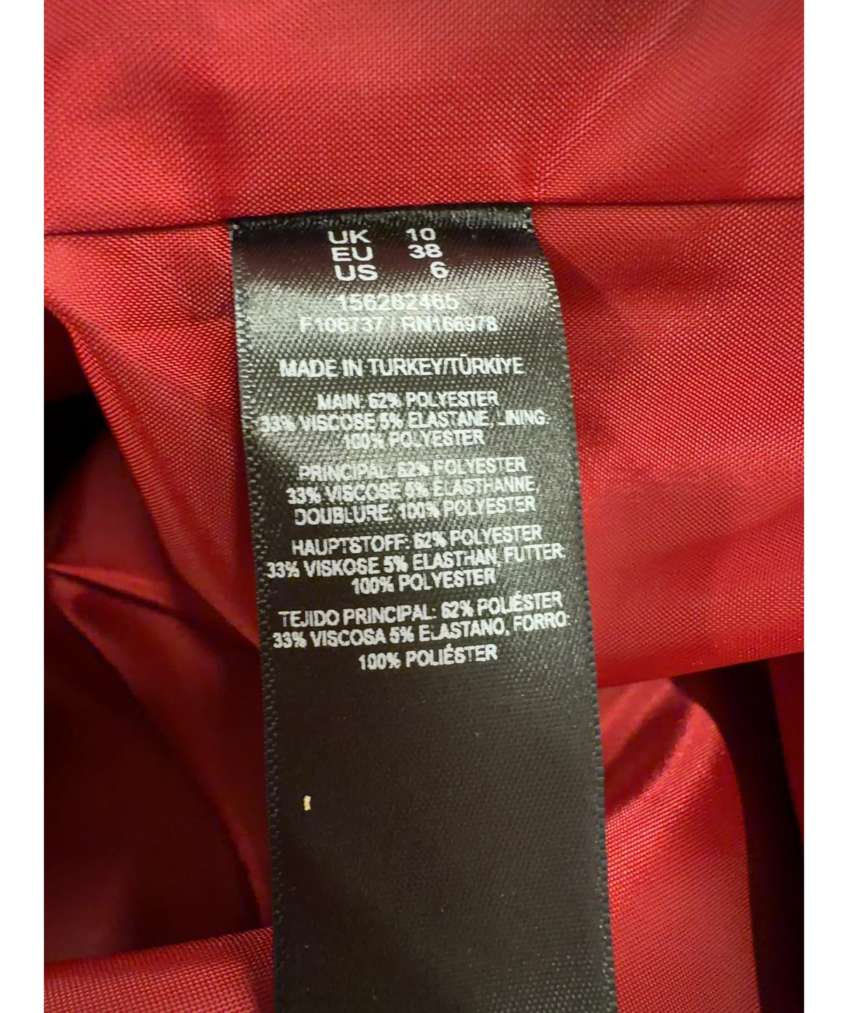 ASOS Red Colour, size UK 10 — label