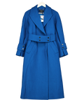 KAREN MILLEN Blue Wool Belted Maxi Trench Coat, size UK 8 — front