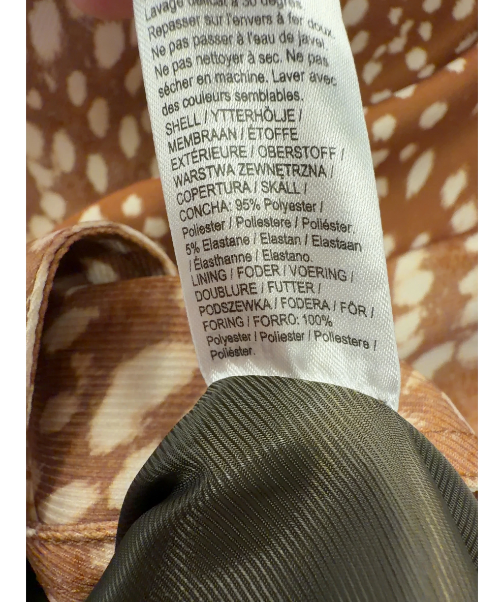 River Island Brown Brown Deer Print Duster Coat, size UK 10 — label