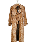 River Island Brown Brown Deer Print Duster Coat, size UK 10 — front