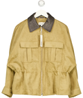 M&S Beige Suedette Collared Peplum Utility Jacket, size UK M — front