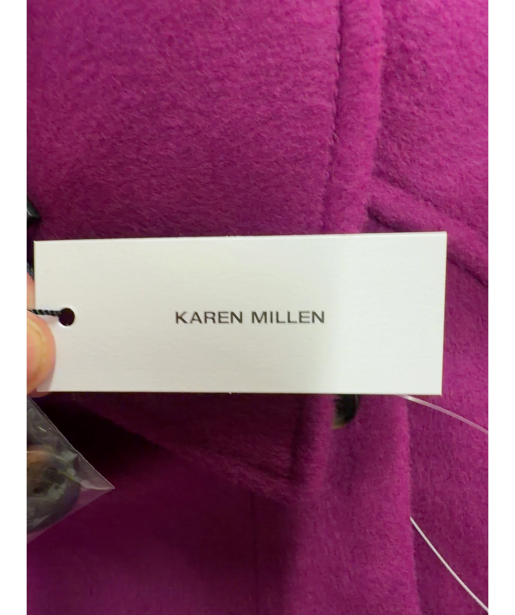 KAREN MILLEN violet Wool Short Trench Coat, size UK 8 — detail