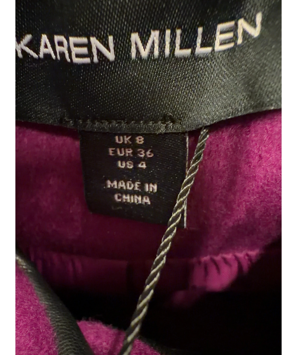 KAREN MILLEN violet Wool Short Trench Coat, size UK 8 — care label