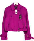 KAREN MILLEN violet Wool Short Trench Coat, size UK 8 — front