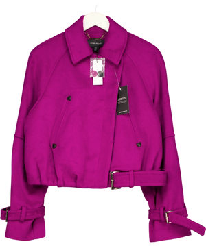 Karen Millen Wool Short Trench Coat Purple Pink UK 8