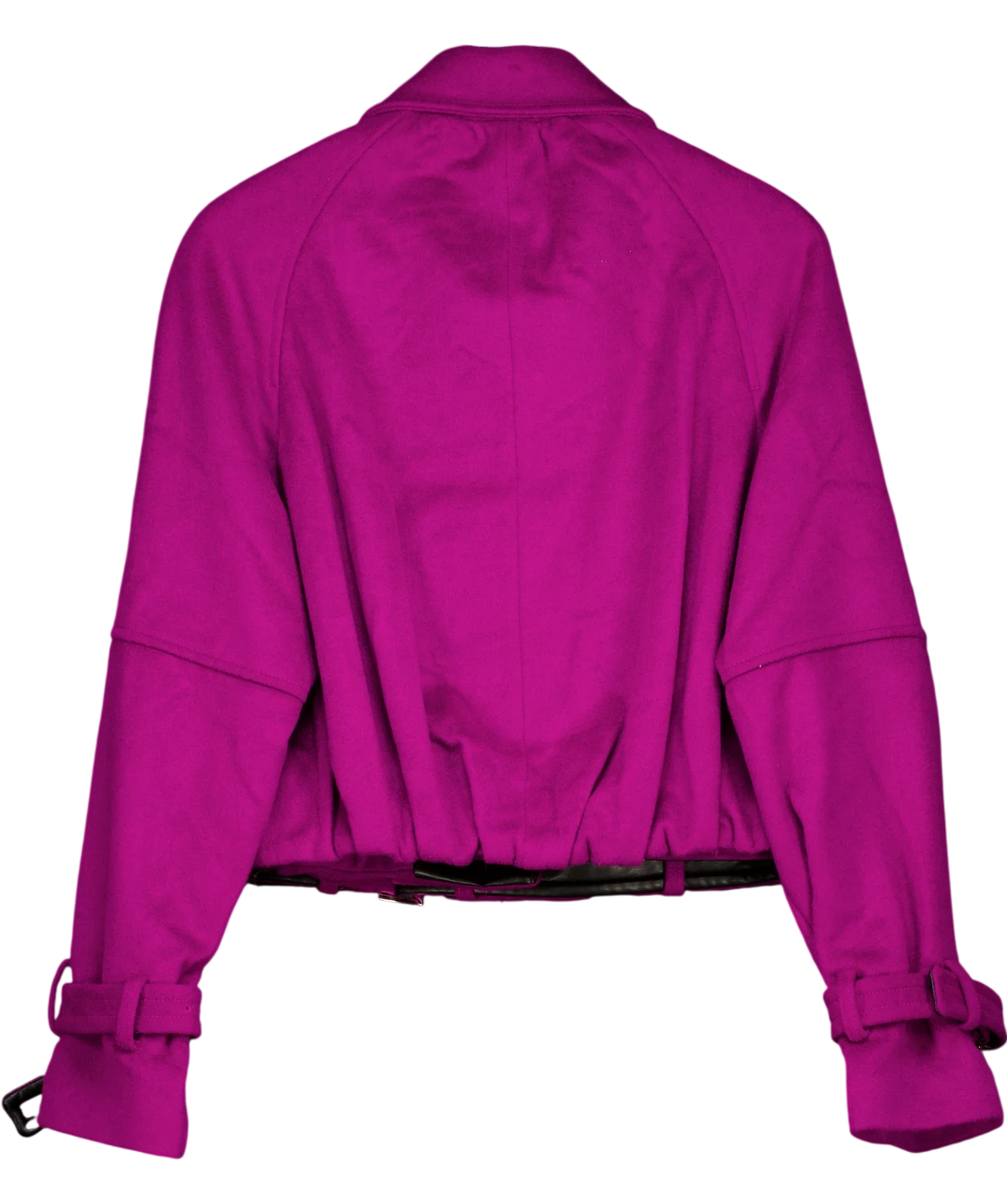 KAREN MILLEN violet Wool Short Trench Coat, size UK 8 — back