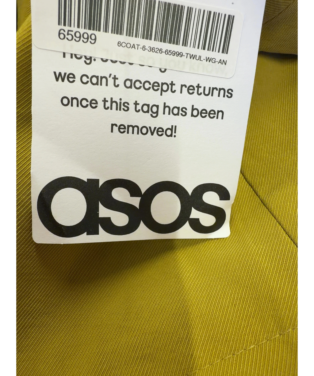 ASOS yellow cropped hooded modal-blend zip-through jacket, size UK S — detail
