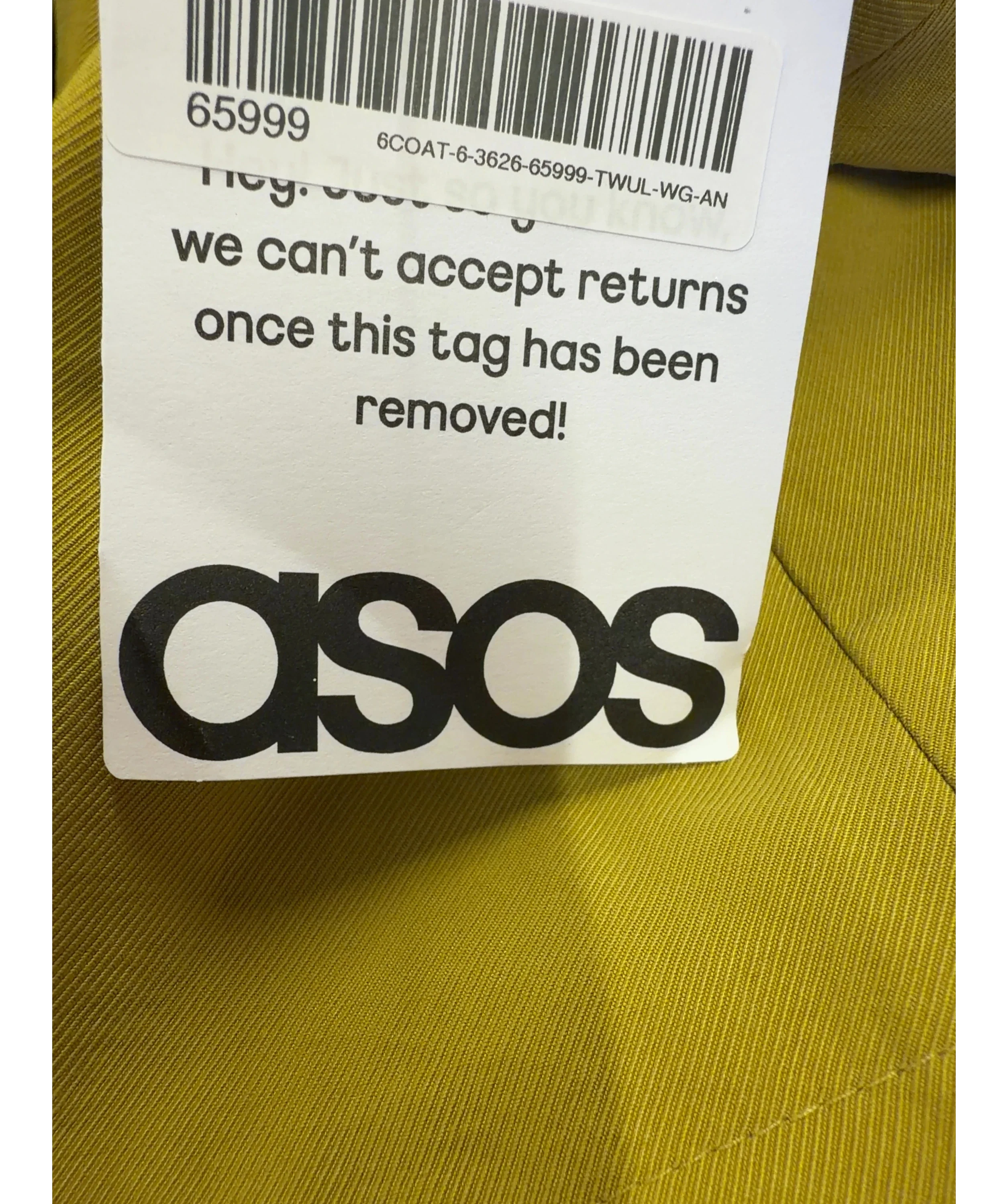 ASOS yellow cropped hooded modal-blend zip-through jacket, size UK S — detail
